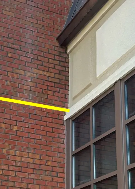 Commercial brick wall after exterior restoration and cleaning